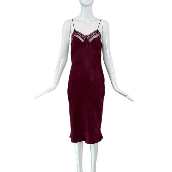 DIOR by JOHN GALLIANO 2005 Vintage Silk Burgundy Floral Print Midi Dress - Picture 3 of 9
